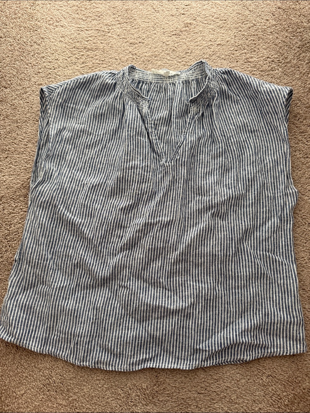 MELISSA NEPTON Blue and White Striped Top
 linen /cotton